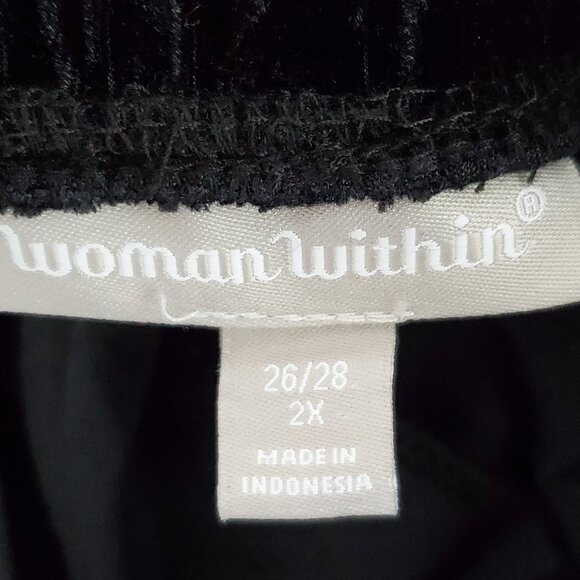 Woman Within Black Crushed Velvet Wide Leg Pull-On Cropped Pants Size 2X 26/28 - Picture 9 of 12
